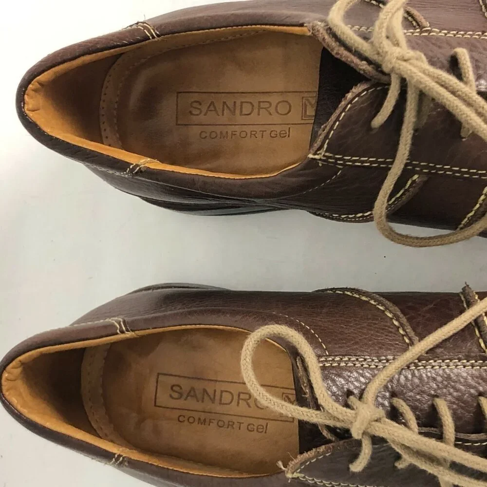 SANDRO Leather Oxfords Men's size 10 D Brown Square Toe Lace Up